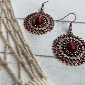 GEMSTONE DECOR HOLLOW OUT ROUND DROP EARRINGS ✨